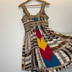 Silk party dress with rainbow detail Anthropologie